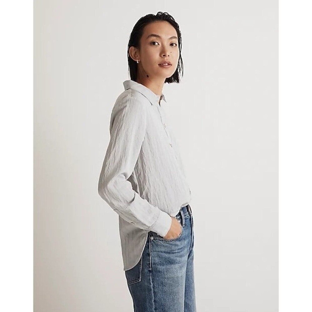Crinkled Button-Up Shirt